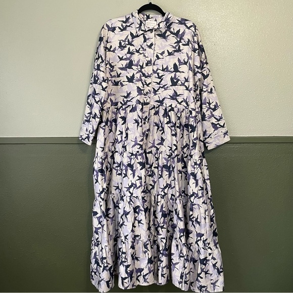 daphne wilde Dresses & Skirts - Daphne Wilde Crane Giovanna Tiered Housedress Oversized Shirtdress Large